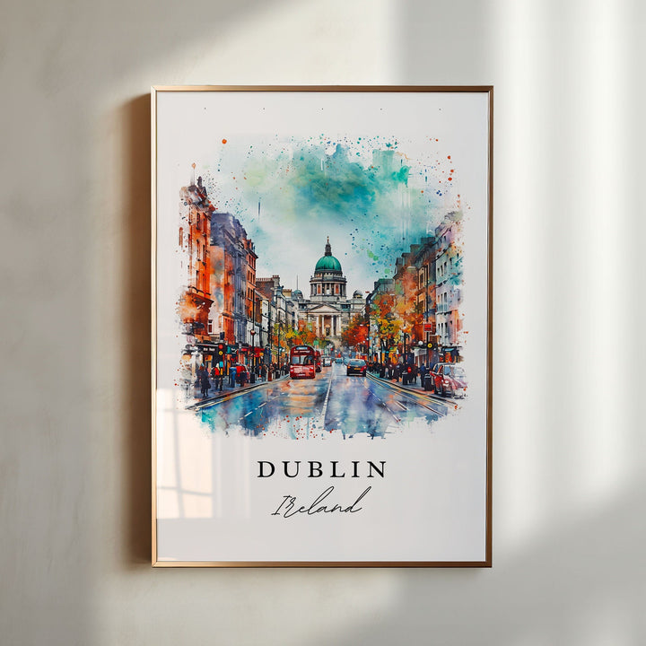 Dublin Ireland watercolor travel art - Irish Art, Dublin print, Wedding gift, Birthday present, Custom Text, Perfect Gift