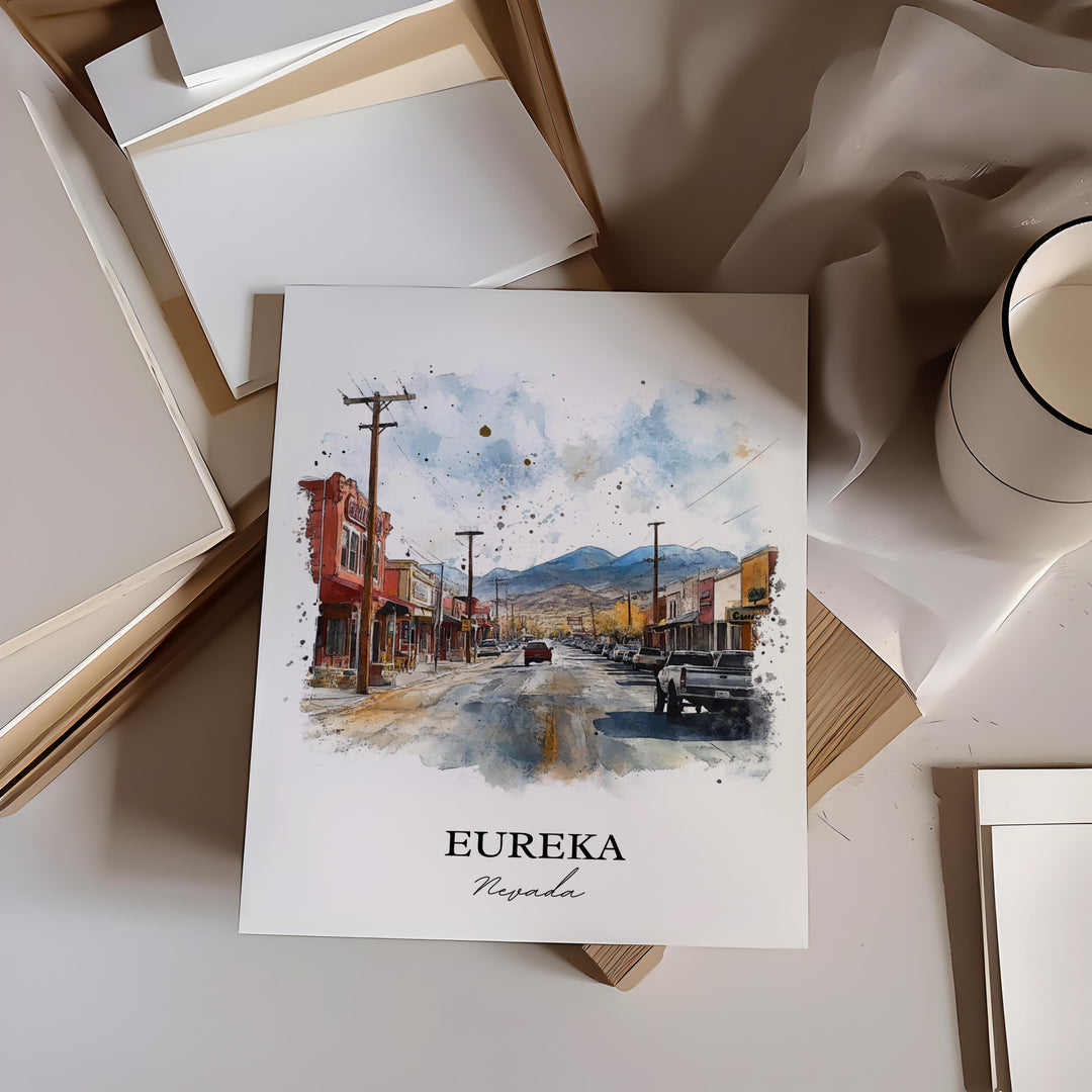 Eureka NV Wall Art, Eureka Nevada Print, Nevada Watercolor, Eureka Nevada Gift, Travel Print, Travel Poster, Housewarming Gift
