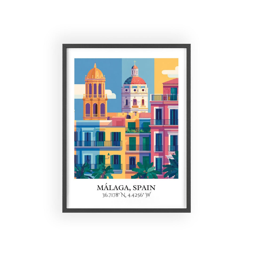 Málaga Spain Art, Málaga Retro Travel Art, Málaga Spain Home Decor, Spain Gift, Spain Travel Art, Travel Prints, Housewarming Gift