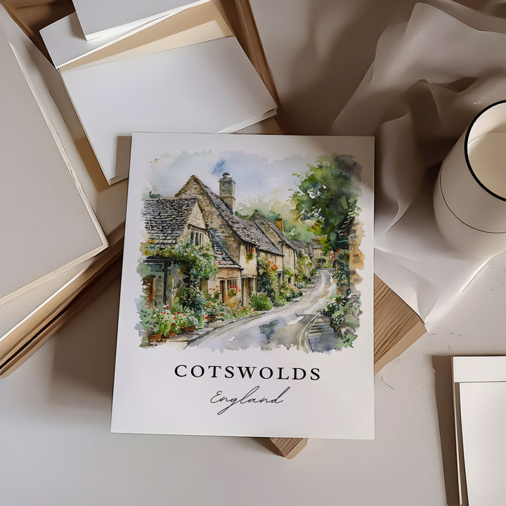 Cotswolds England Wall Art, Cotswolds Print, Cotswolds Watercolor, England Gift,