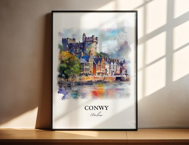 Conwy Wales Art, North Wales Print, Wales Watercolor Art, Conwy Wales Gift, Travel Print, Travel Poster, Housewarming Gift