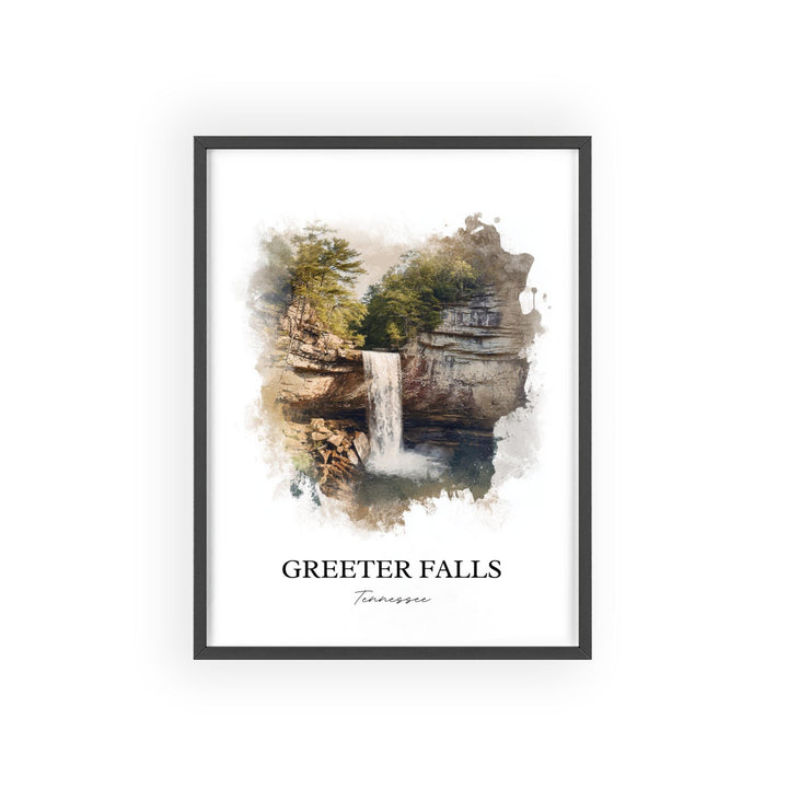 Greeter Falls Wall Art, Grundy County Print, Tennessee Watercolor Art, Greeter Falls TN Gift, Travel Print, Travel Poster, Housewarming Gift