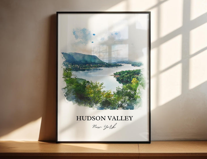 Hudson Valley Wall Art, Hudson River Print, Nyack NY Watercolor Art, Hudson Valley NY Gift, Travel Print, Travel Poster, Housewarming Gift
