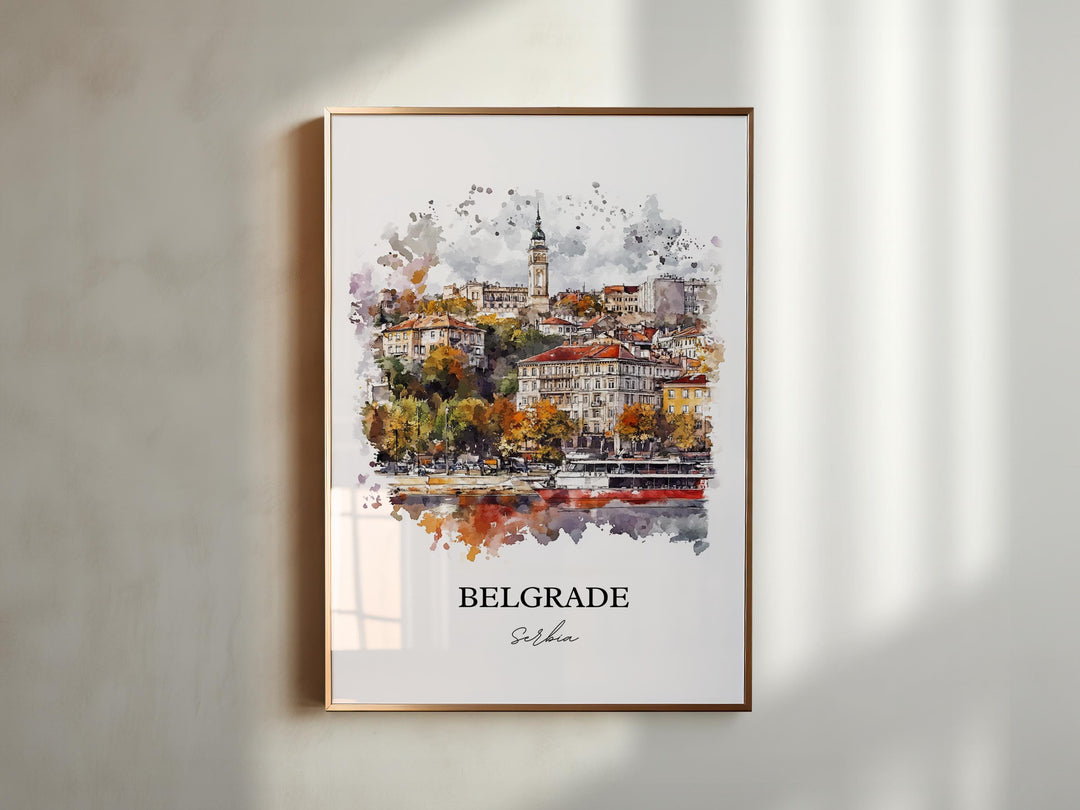 Belgrade Wall Art, Belgrade Print, Serbia Watercolor Art, Belgrade Serbia Gift, Travel Print, Travel Poster, Housewarming Gift
