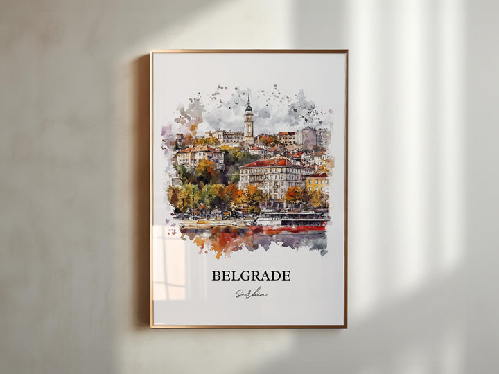 Belgrade Wall Art, Belgrade Print, Serbia Watercolor Art, Belgrade Serbia Gift, Travel Print, Travel Poster, Housewarming Gift