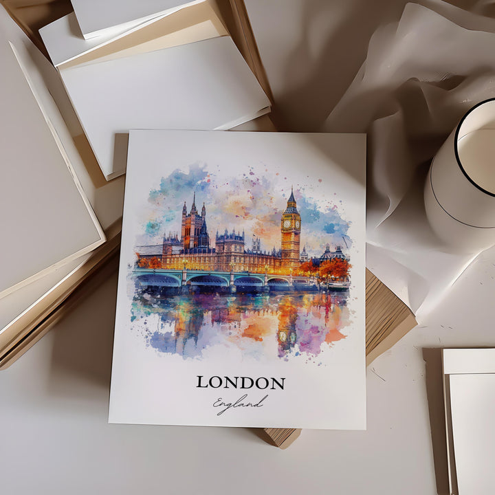 London England Wall Art, Big Ben Print, London Watercolor Art, London England Gift, Travel Print, Travel Poster, Housewarming Gift