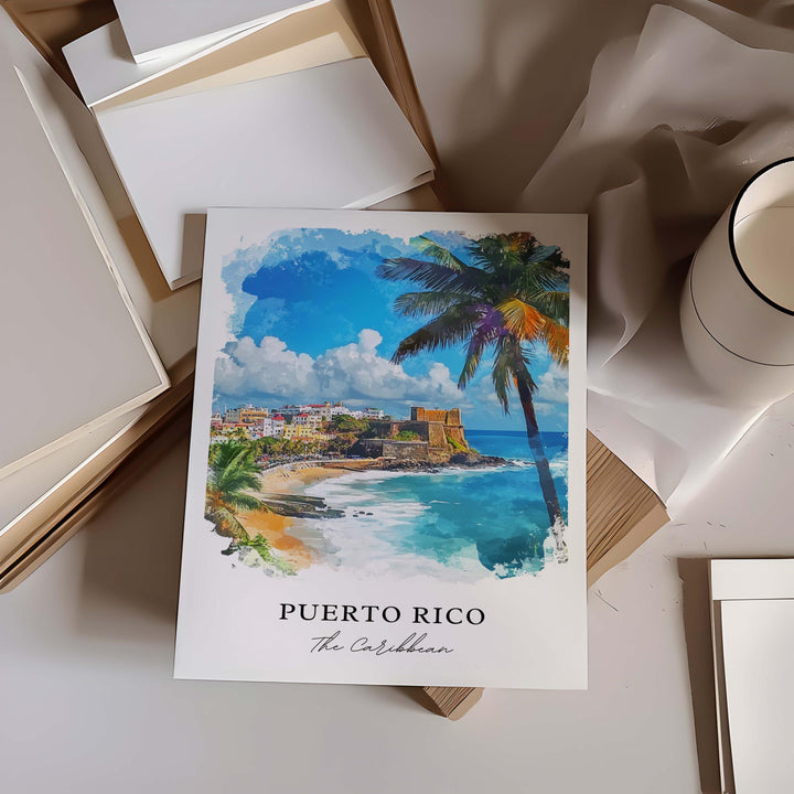 Puerto Rico Wall Art, Puerto Rico Print, Puerto Rico Watercolor Art, Puerto Rico Gift,