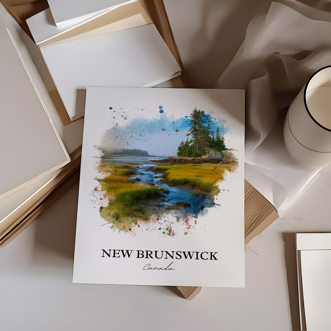 New Brunswick Wall Art, Canada Print, New Brunswick Watercolor Art, NB Canada Gift, Quebec Travel Print, Travel Poster, Housewarming Gift