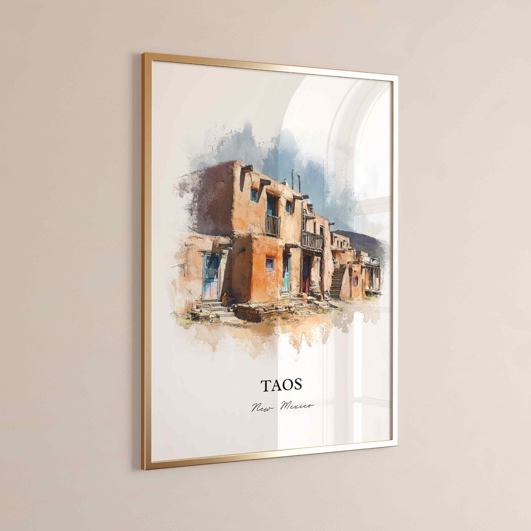 Taos, New Mexico – Watercolor Art Print