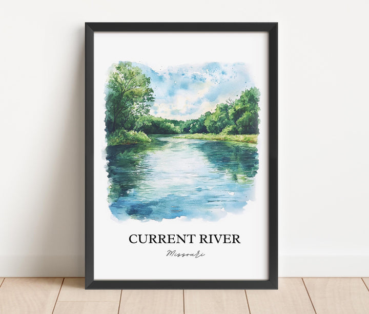 Current River Wall Art, Ozarks Print, Missouri Watercolor Art, Current River MO Gift, Travel Print, Travel Poster, Housewarming Gift