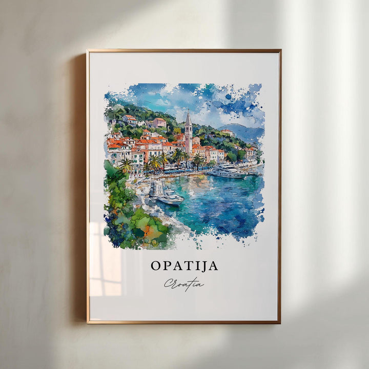 Opatija Wall Art, Opatija Croatia Print, Opatija Watercolor Art, Kotar County Croatia Gift,