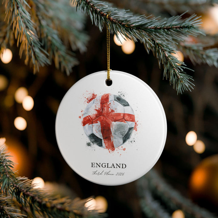 England Soccer Ornament 2026 | Third Place Football Fan Keepsake, England Christmas Ornament