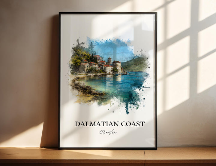 Dalmatian Coast Art, Dalmatian Coast Print, Croatia Watercolor, Dalmatian Coast Gift, Croatia Travel Print, Travel Poster, Housewarming Gift