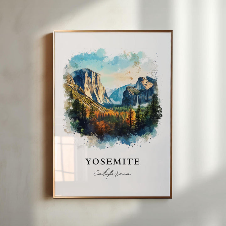 Yosemite Wall Art, Yosemite National Park Print, Yosemite Watercolor Art, Yosemite Park Gift,