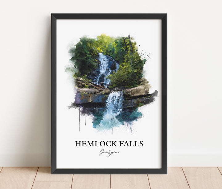 Hemlock Falls Wall Art, Hemlock Falls Print, Georgia Watercolor Art, Hemlock Falls GA Gift, Travel Print, Travel Poster, Housewarming Gift