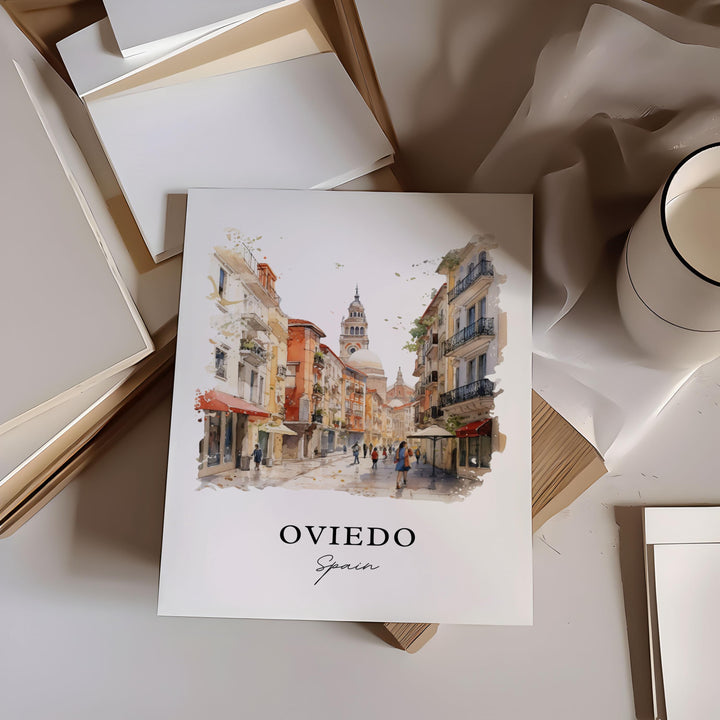 Oveido Spain wall art - Spain, Oveido poster, Oveido Espana Wedding gift, Oveido Birthday present, Custom Text, Personalized Gift