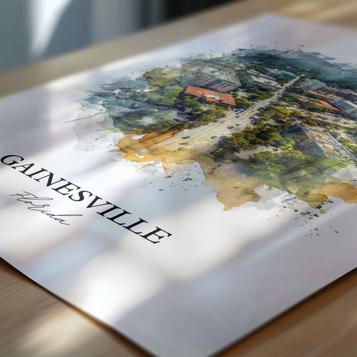 Gainesville, Florida – Watercolor Art Print