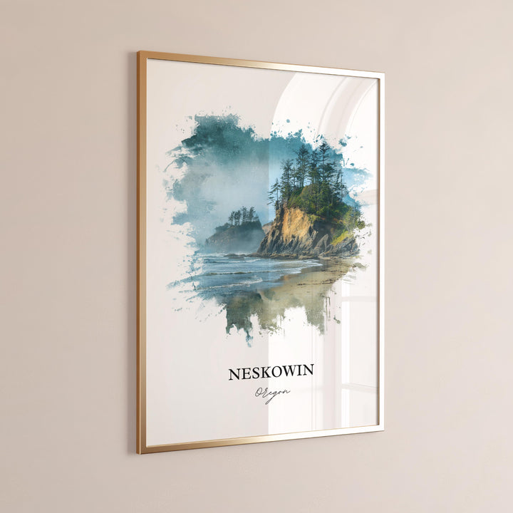 Neskowin, Oregon – Watercolor Art Print