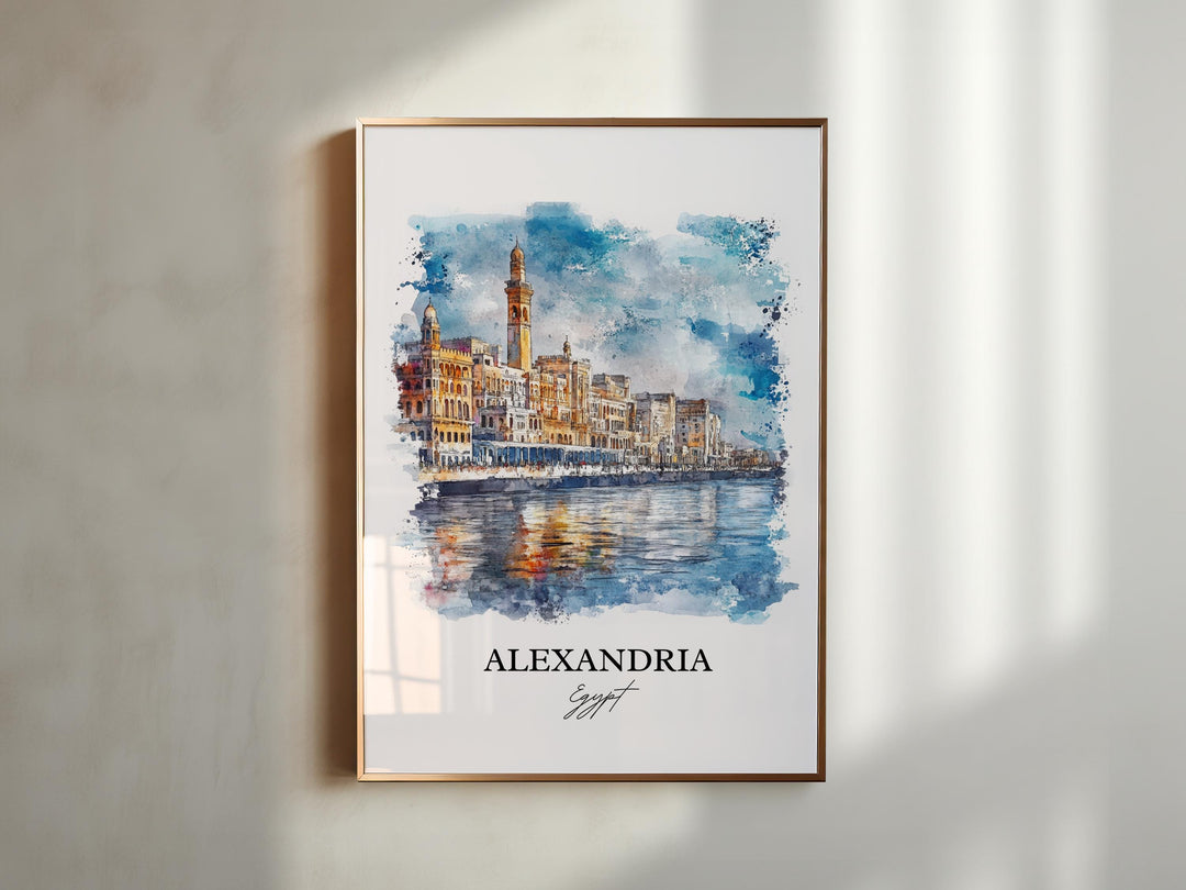Alexandria Egypt Wall Art, Alexandria Egypt Print, Egypt Watercolor Arr, Alexandria Gift, Travel Print, Travel Poster, Housewarming Gift