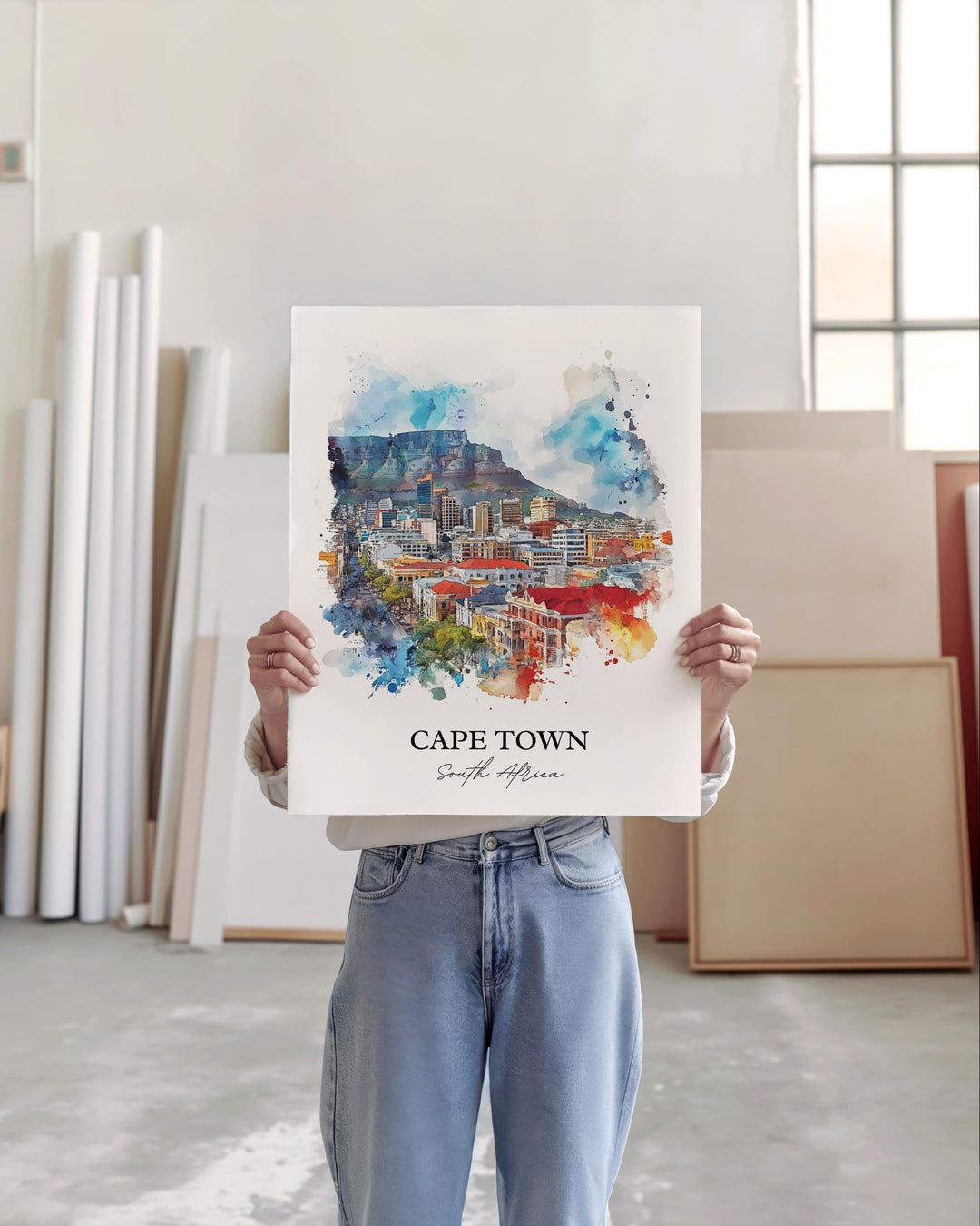 Cape Town Wall Art, Cape Town Print, South Africa Watercolor Art, Cape Town Gift, Travel Print, Travel Poster, Housewarming Gift