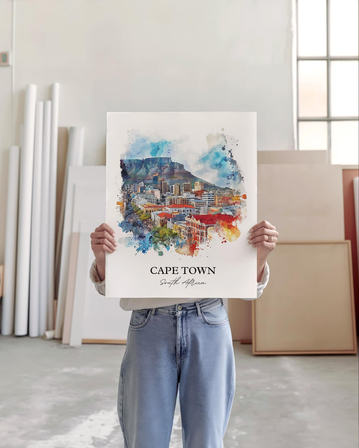 Cape Town Wall Art, Cape Town Print, South Africa Watercolor Art, Cape Town Gift, Travel Print, Travel Poster, Housewarming Gift