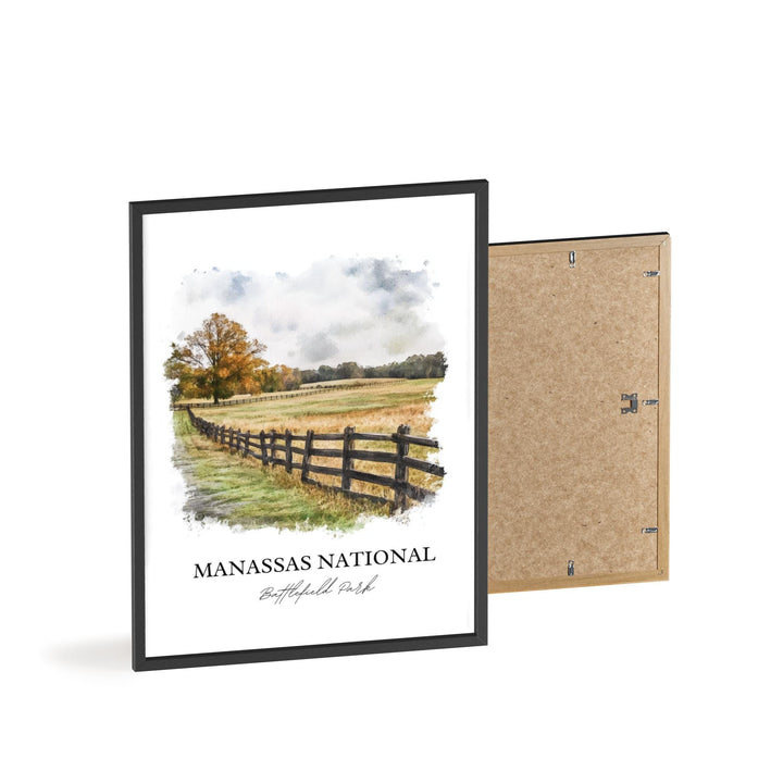 Manassas National Battlefield Art, Manassas Print, Virginia Watercolor Art, Manassas VA Gift, Travel Print, Travel Poster, Housewarming Gift