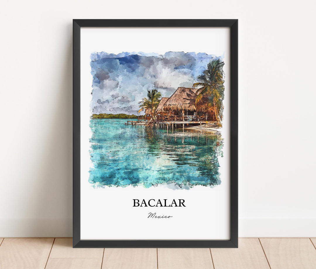 Bacalar Mexico Wall Art, Lake Bacalar Print, Mexico Watercolor Art, Bacalar Mexico Gift, Travel Print, Travel Poster, Housewarming Gift