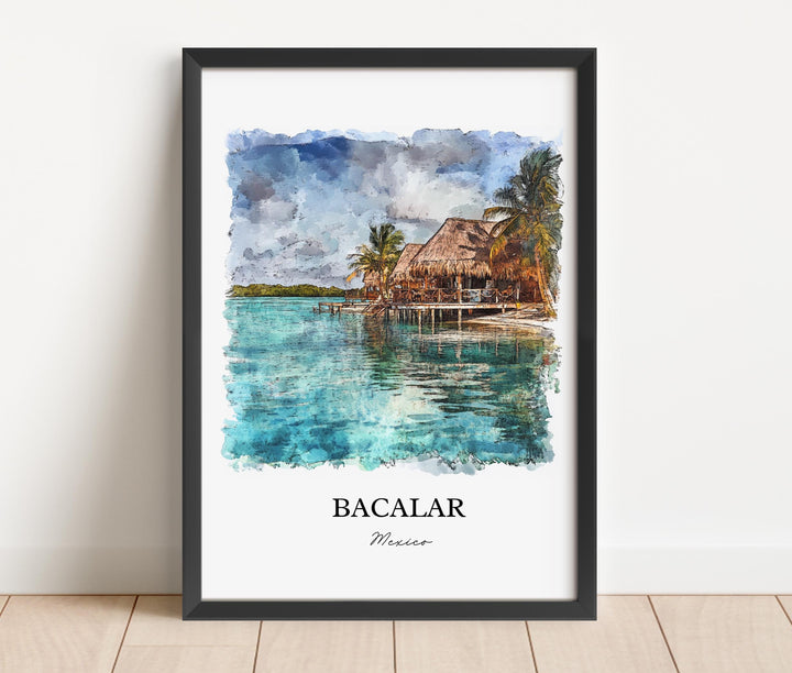 Bacalar Mexico Wall Art, Lake Bacalar Print, Mexico Watercolor Art, Bacalar Mexico Gift, Travel Print, Travel Poster, Housewarming Gift