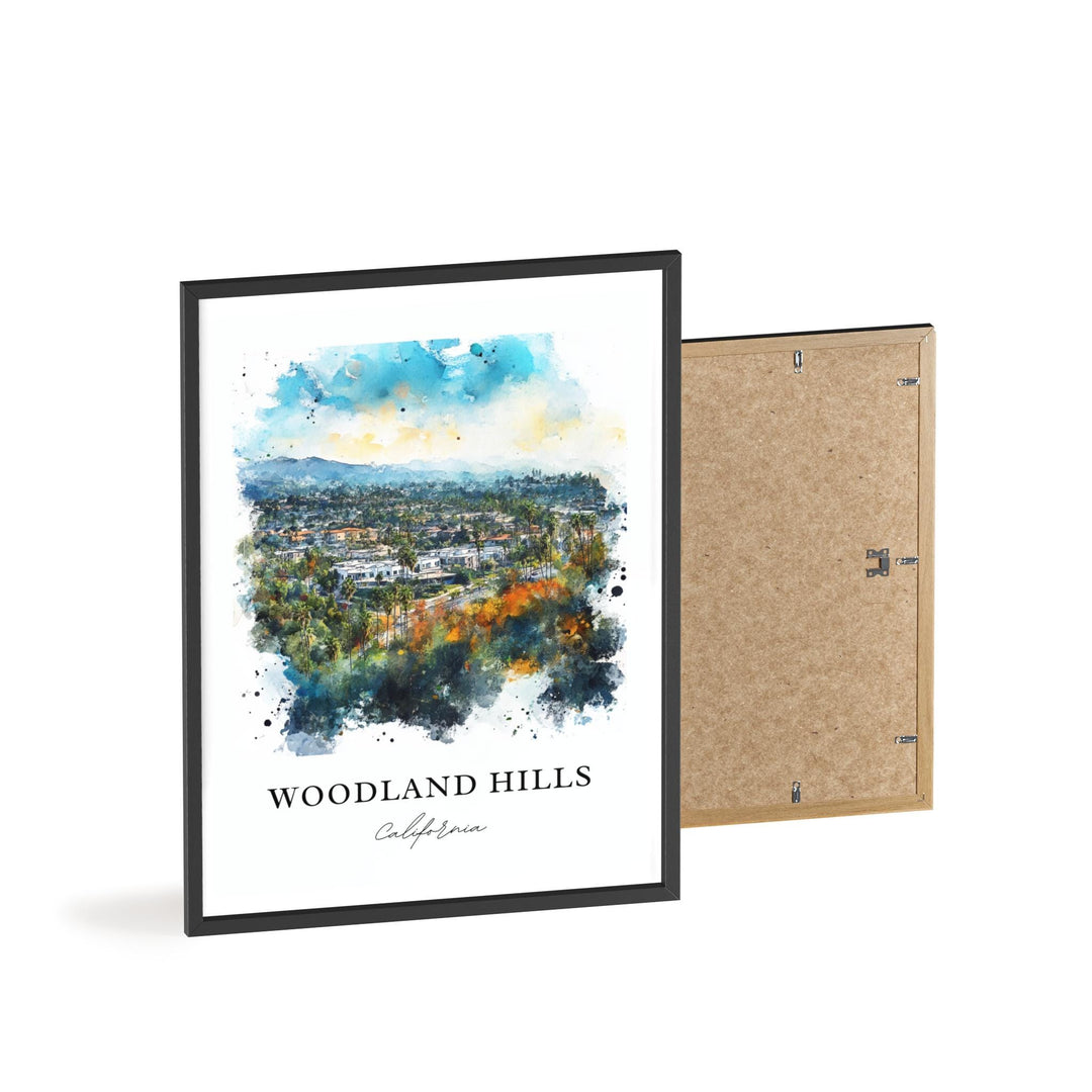 Woodland Hills Wall Art, Woodland Hills Print, LA Watercolor Art, Woodland Hills Gift, Travel Print, Travel Poster, Housewarming Gift