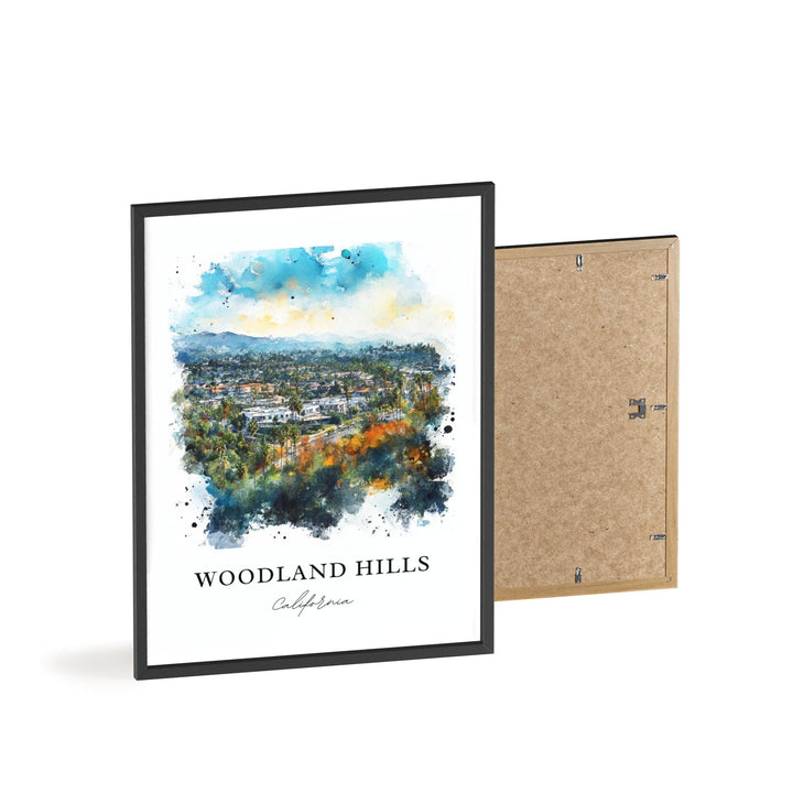 Woodland Hills Wall Art, Woodland Hills Print, LA Watercolor Art, Woodland Hills Gift, Travel Print, Travel Poster, Housewarming Gift