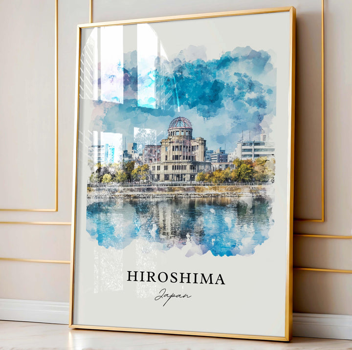 Hiroshima Wall Art, Hiroshima Print, Hiroshima Watercolor Art, Hiroshima Japan Gift,