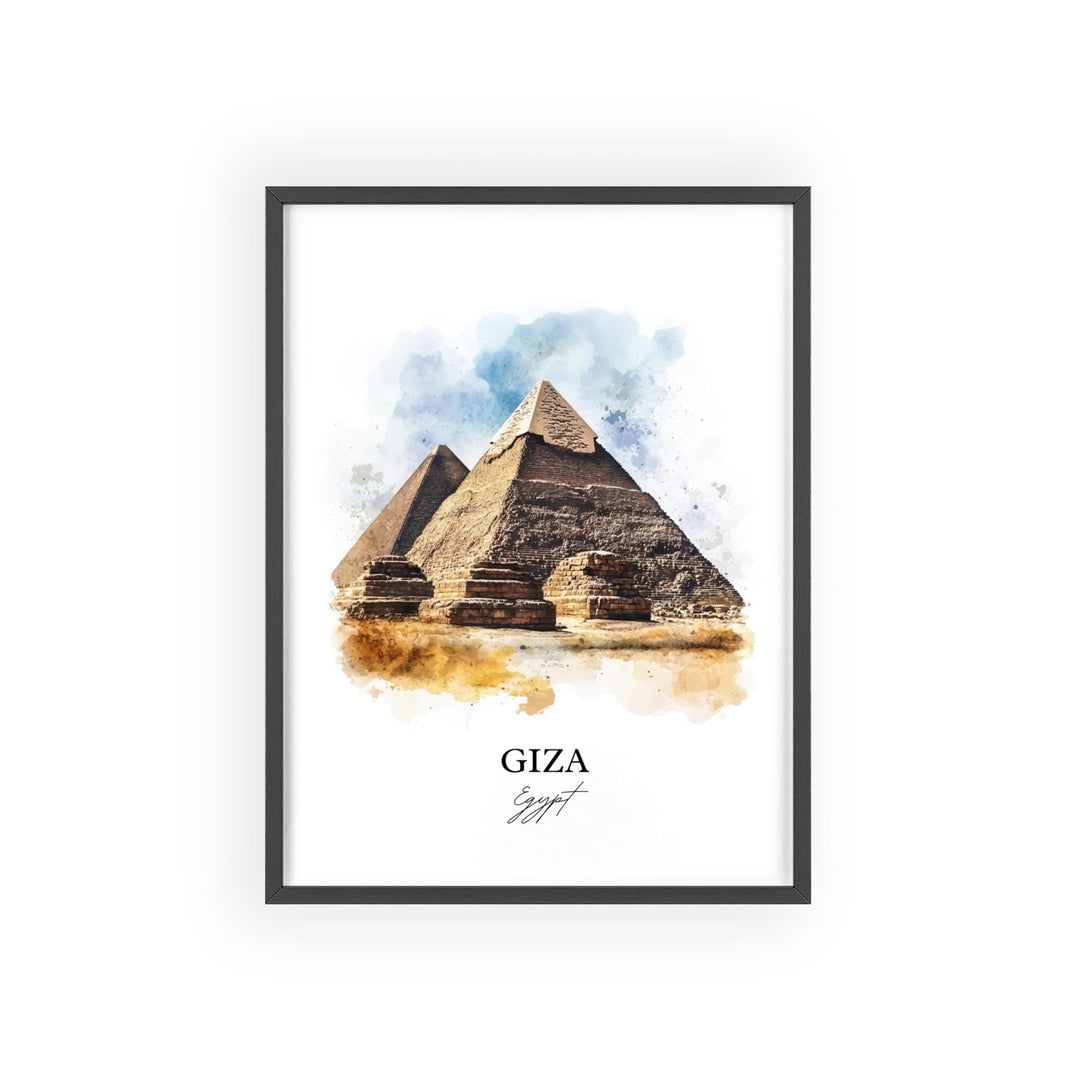 Giza Egypt Wall Art, Pyramids of Giza Print, Egypt Watercolor Art, Giza Egypt Gift, Travel Print, Travel Poster, Housewarming Gift