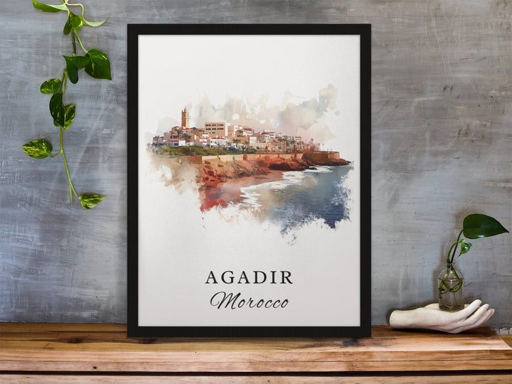 Agadir Morocco wall art - Morocco, Agadir poster, Agadir Cityscape Wedding gift, Birthday present, Custom Text, Personalized Gift