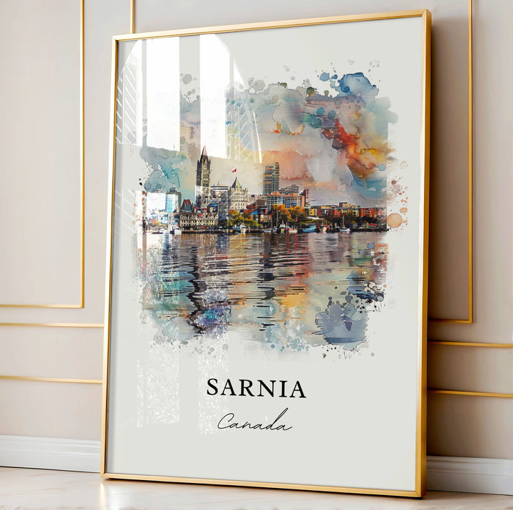 Sarnia Ontario Art, Lambton County Print, Sarnia Watercolor, Sarnia Lambton County Ontatio Gift, Travel Poster, Housewarming Gift