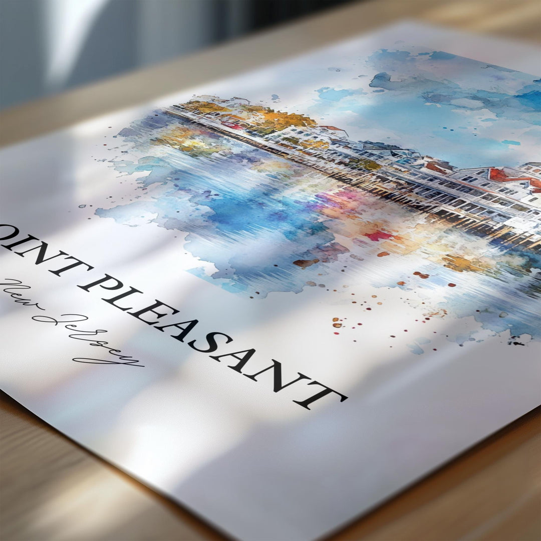 Point Pleasant Wall Art, Pt Pleasant Inlet Print, Jersey Shore Watercolor Art, NJ Beach Gift, Travel Print, Travel Poster, Housewarming Gift