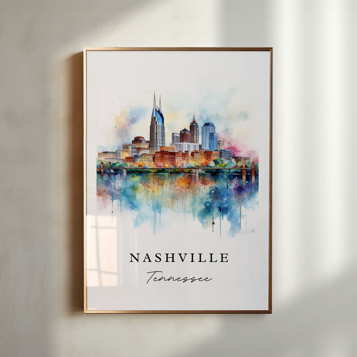 Nashville traditional travel art - Tennessee, Nashville poster, Wedding gift, Birthday present, Custom Text, Personalized Gift