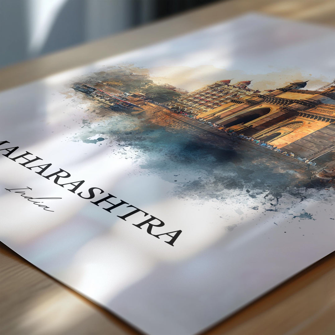 Maharashtra Wall Art, Maharashtra Print, India Watercolor Art, Maharashtra Gift, Maharashtra Travel Print, Travel Poster, Housewarming Gift