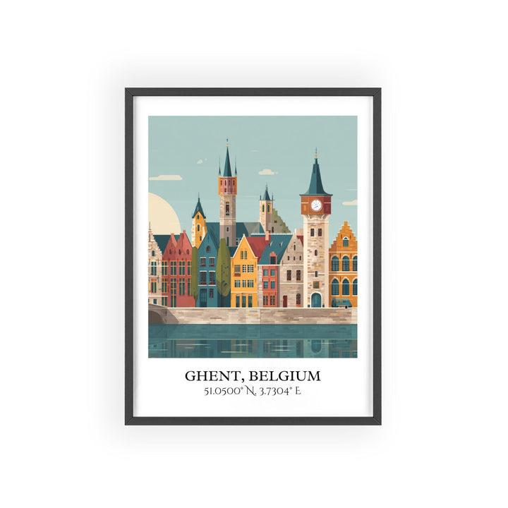 Ghent Belgium Art, Ghent Retro Travel Art, Ghent Home Decor, Ghent Belgium Gift, Belgium Travel Art, Travel Prints, Housewarming Gift