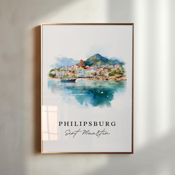 Philipsburg wall art - Sint Maarten, Philipsburg artwork, Saint Martin gift, Birthday present, Custom Text, Personalized Gift