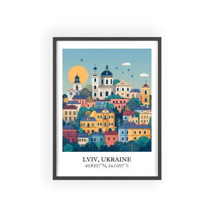 Lviv Ukraine Art, Lviv Retro Travel Art, Lviv Home Decor, Lviv Ukraine Gift, Ukraine Travel Art, Travel Prints, Housewarming Gift