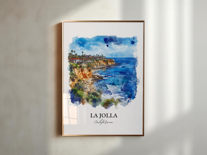 La Jolla Wall Art, San Diego Print, La Jolla CA Watercolor Art, La Jolla California Gift, Travel Print, Travel Poster, Housewarming Gift