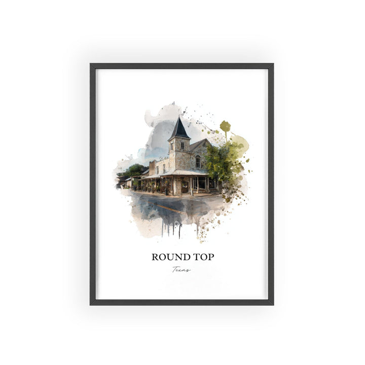 Round Top, TX – Watercolor Art Print
