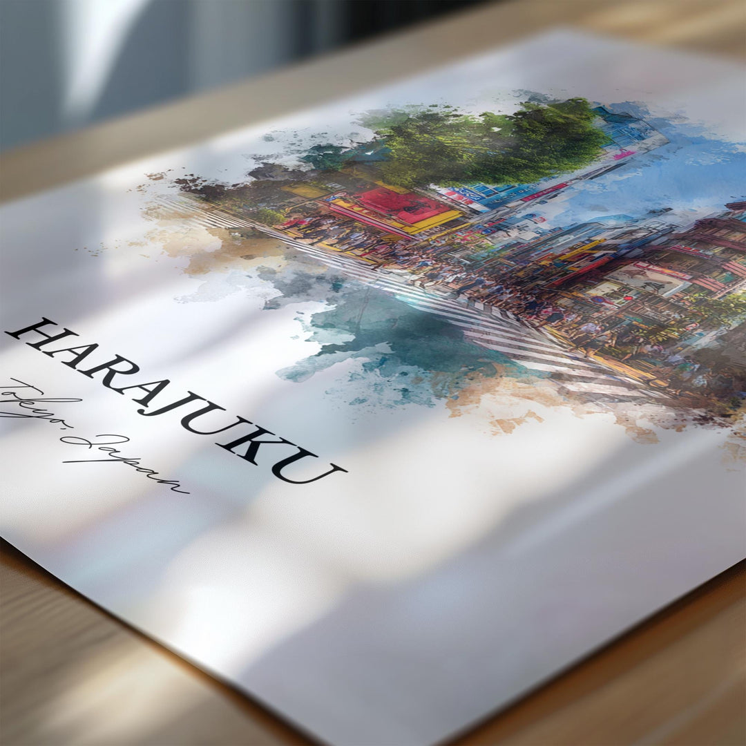 Harajuku Wall Art, Tokyo Print, Harajuku Tokyo Watercolor Art, Harajuku Japan Gift, Japan Travel Print, Tokyo Travel Poster, Harajuku Gift