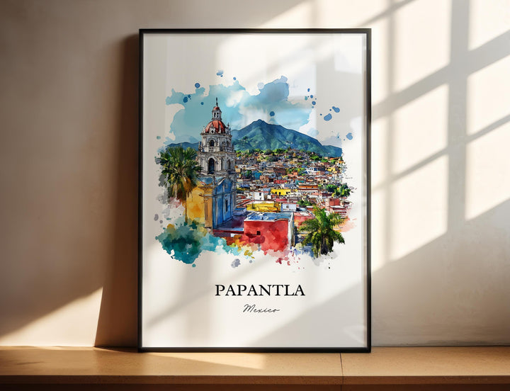 Papantla Mexico Wall Art, Veracruz State Print, Mexico Watercolor Art, Papantla Mexico Gift, Travel Print, Travel Poster, Housewarming Gift