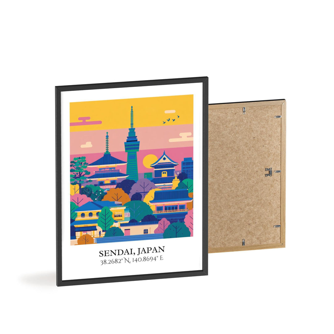 Sendai Art, Sendai Japan Retro Travel Art, Japan Home Decor, Japan Gift, Japan Travel Art, Travel Prints, Housewarming Gift