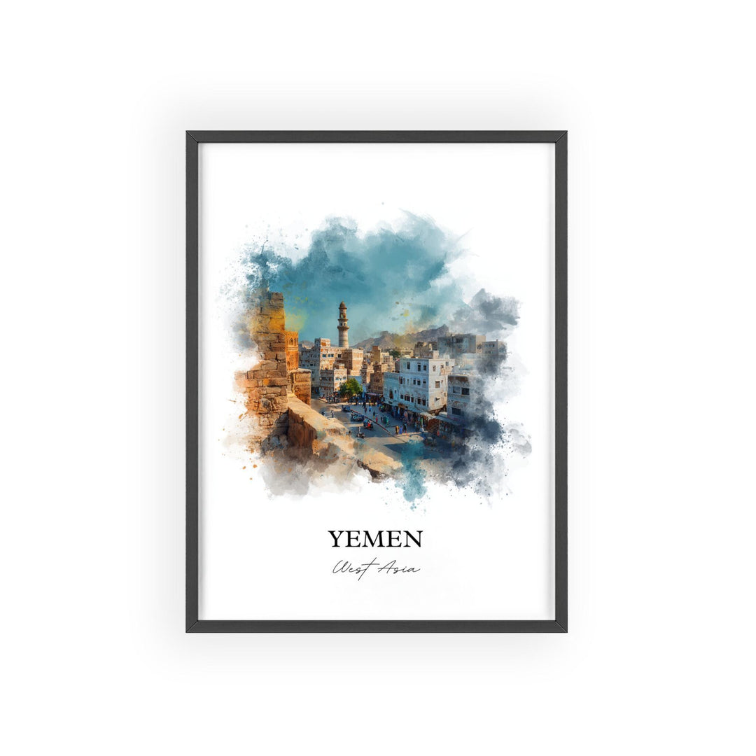 Yemen Wall Art, Yemen Print, Yemen Watercolor Art, Yemen Gift, Travel Print, Travel Poster, Housewarming Gift