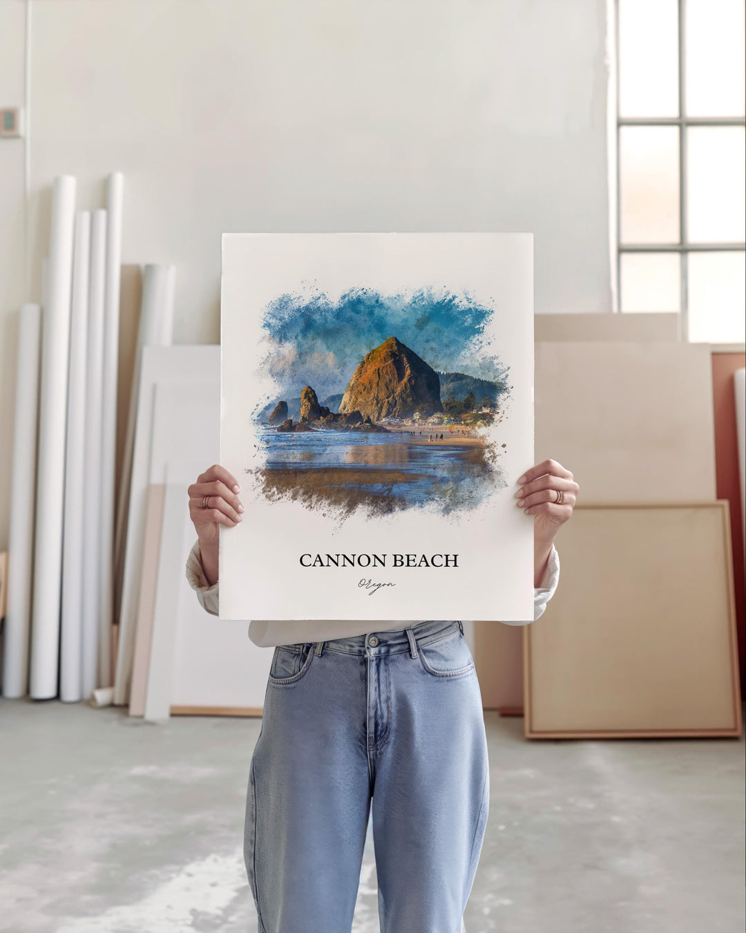 Cannon Beach, Oregon – Watercolor Art Print
