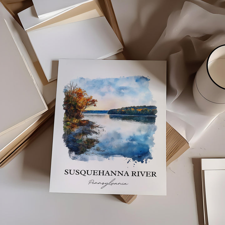 Susquehanna River Wall Art, Pennsylvania Print, PA Watercolor Art, Susquehanna River Gift, Travel Print, Travel Poster, Housewarming Gift