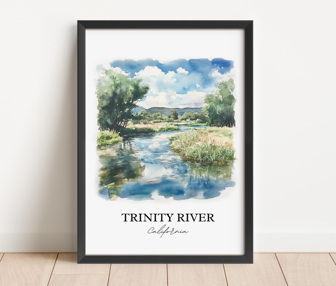 Trinity River Wall Art, Klamath Mountains Print, California Watercolor, Trinity River Gift, Travel Print, Travel Poster, Housewarming Gift