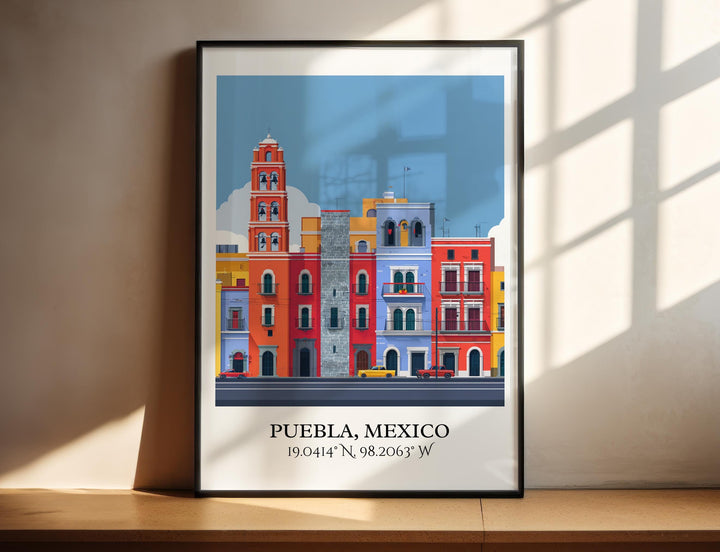 Puebla MX Art, Puebla Retro Travel Art, Puebla Home Decor, Puebla Gift, Puebla Mexico Travel Art, Travel Prints, Housewarming Gift
